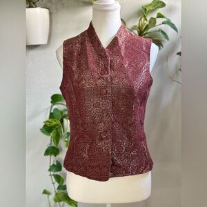 Katherine Kelly Collection Metallic Floral Brocade Vest – Size 8